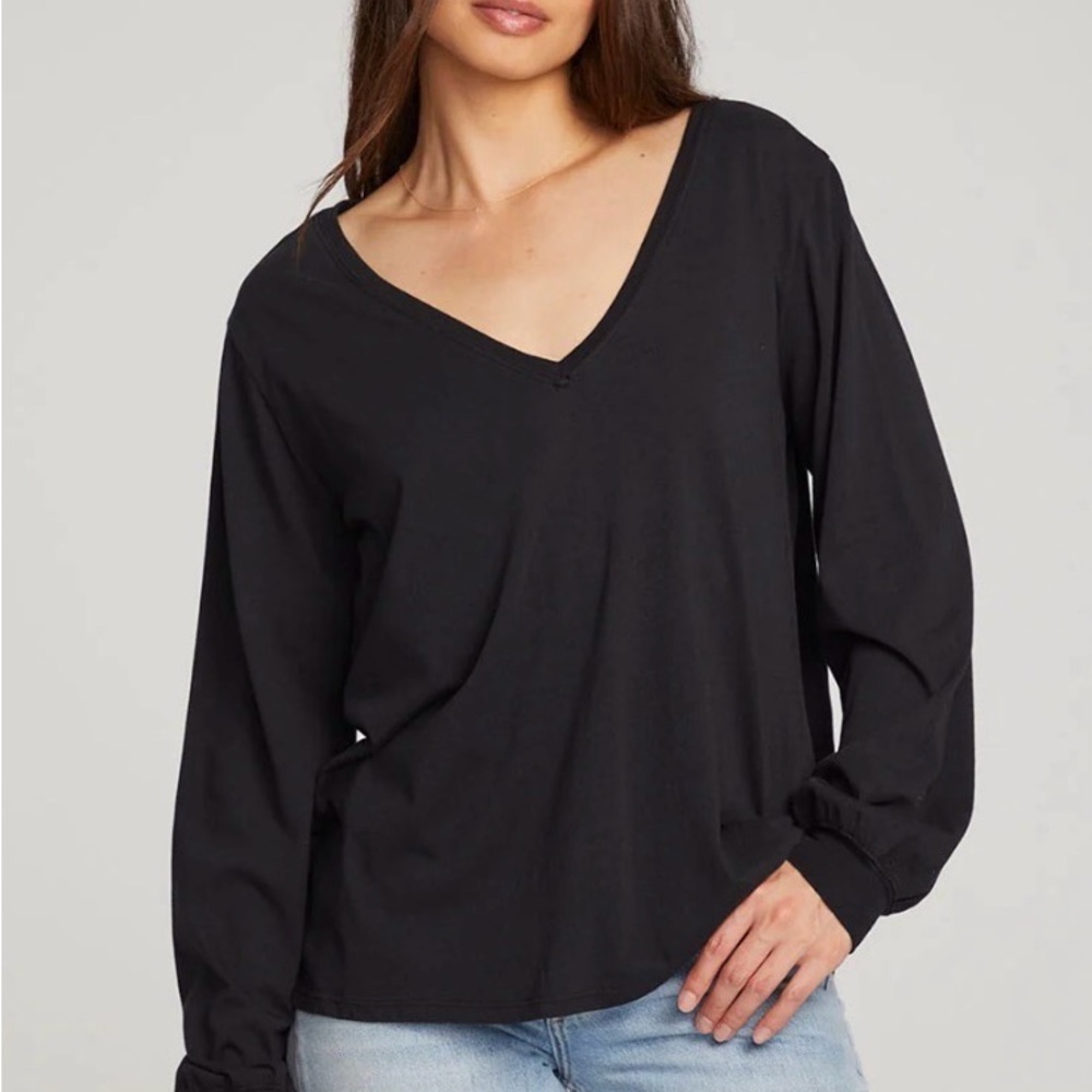 SOMA V- neck Top Black Lightweight Long Sleeve Active Shirt size XL
